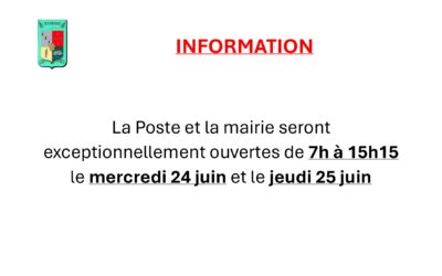 Infos HORAIRES MAIRIE